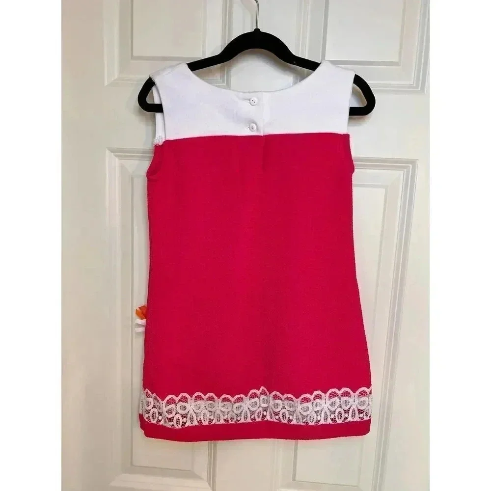 Emely Rose Easter pink dress with‎ a chicken and lace bottom dress size 7